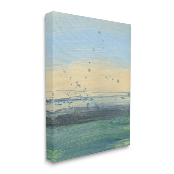Stupell Industries Conceptual Yellow Ocean Sunset Blue Paint Splatter, 30 x 40, Designed by Bronwyn Baker
