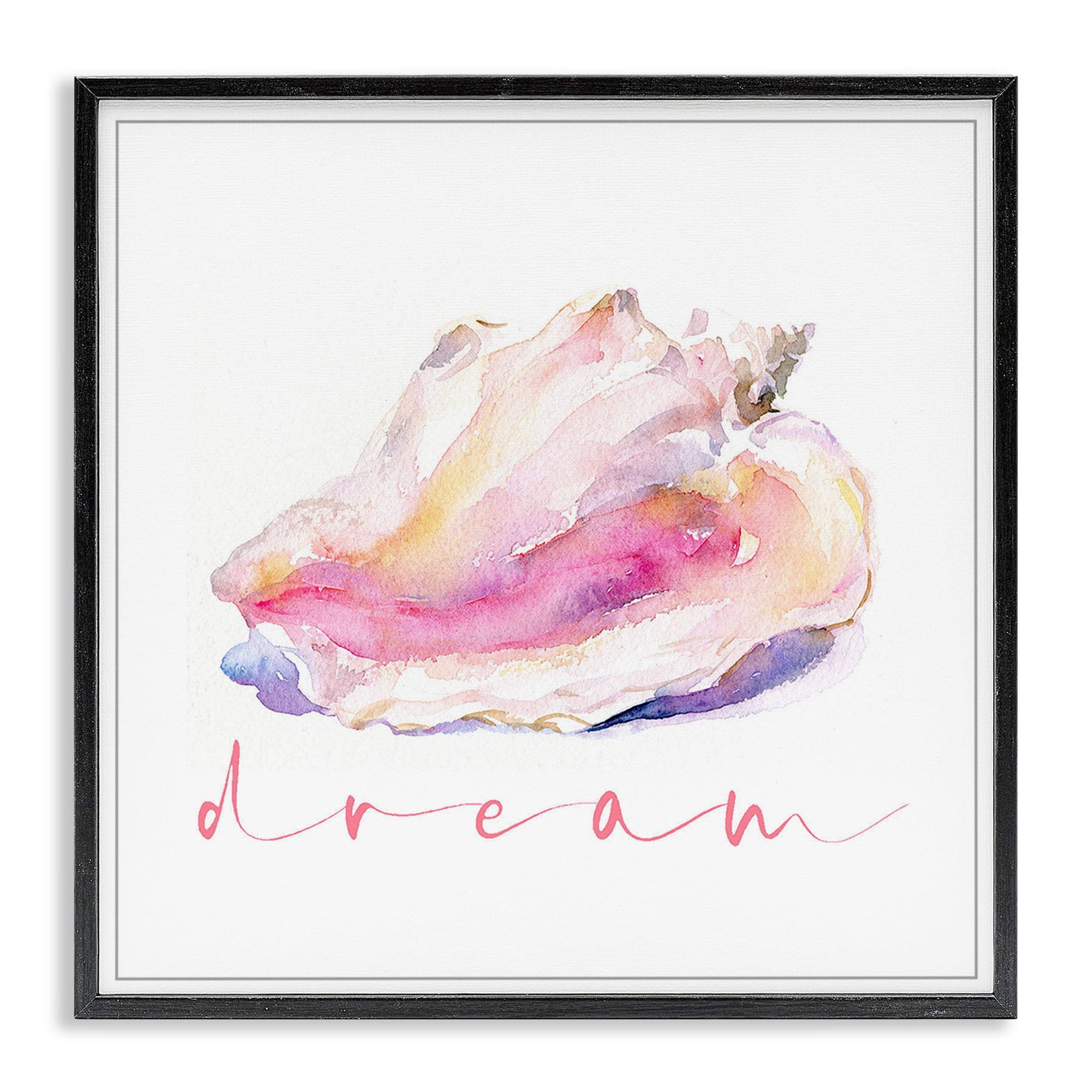 Stupell Industries Conch Dream Phrase Nautical & Beach Painting Black Framed Art Print Wall Art, 17 x 17