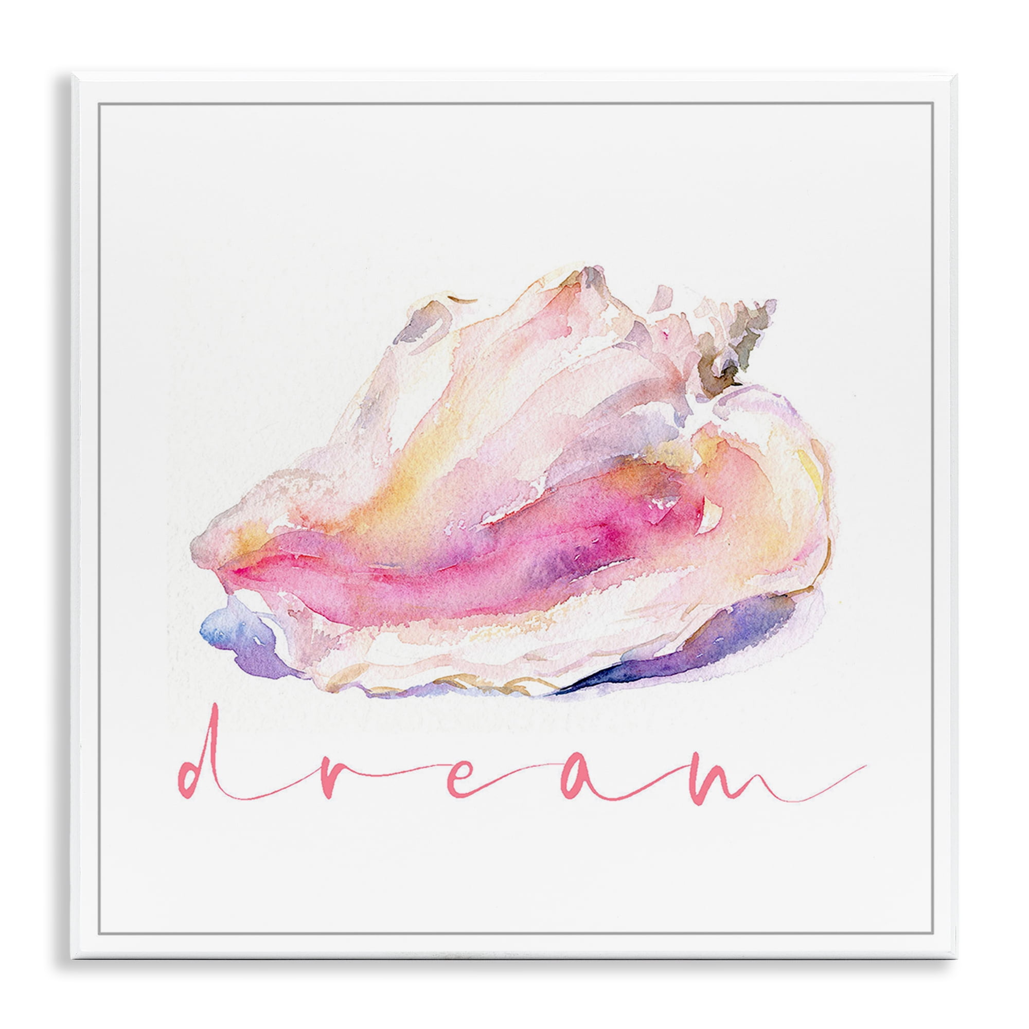 Stupell Industries Conch Dream Phrase Nautical & Beach Painting Unframed Art Print Wall Art, 12 x 12