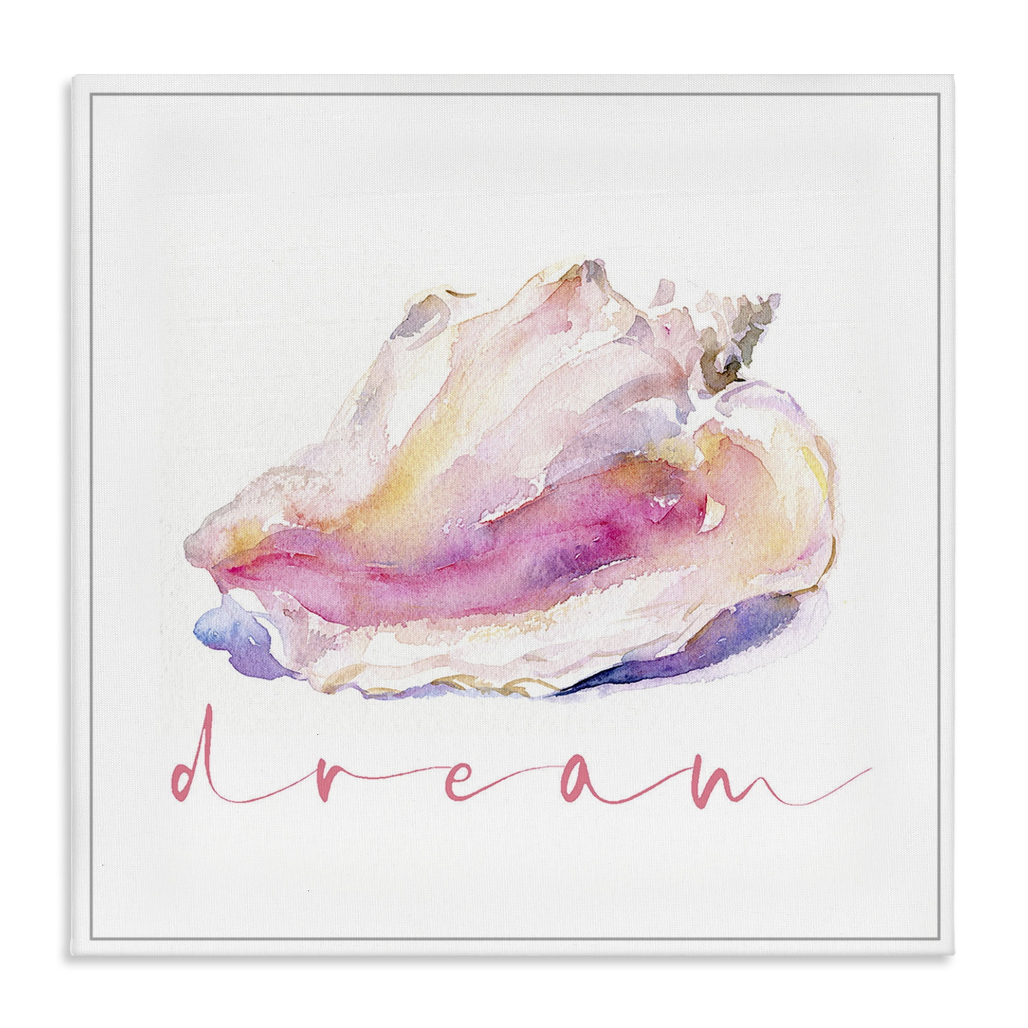 Stupell Industries Conch Dream Phrase Nautical & Beach Painting Wrapped Canvas Art Print Wall Art, 17 x 17