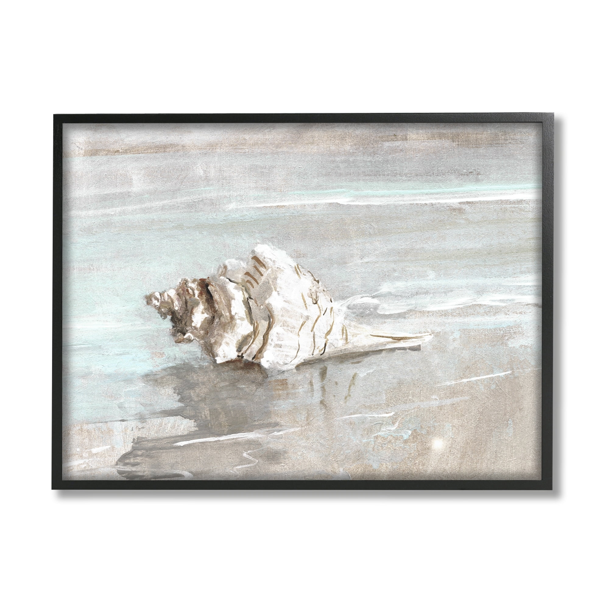 Stupell Industries Conch Resting on Quiet Shore Animal Sea Life,14 x 11, Design by Sally Swatland