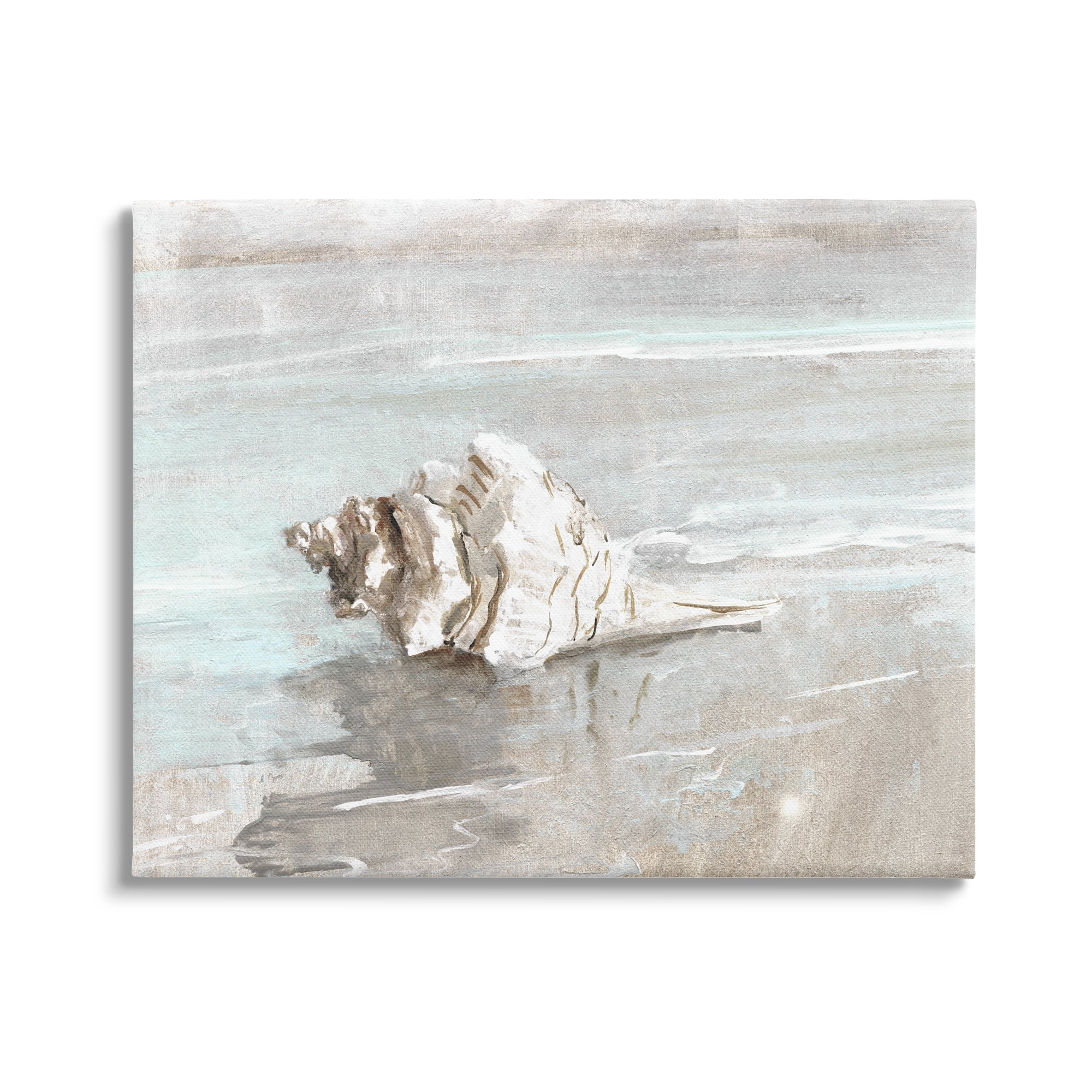 Stupell Industries Conch Resting on Quiet Shore Animal Sea Life,30 x 24, Design by Sally Swatland