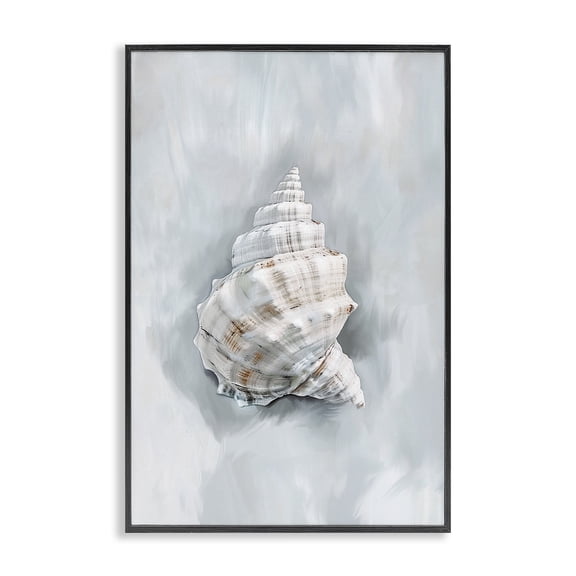 Stupell Industries Conch Seashell Mirage Animals Painting Black Framed Art Print Wall Art, 20 x 30