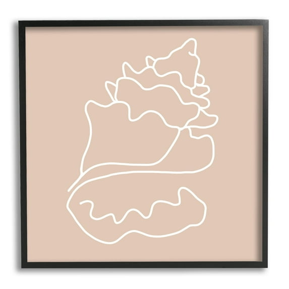Stupell Industries Conch Shell Line Doodle Minimal Beige Beach Graphic Art Black Framed Art Print Wall Art, Design by Daphne Polselli