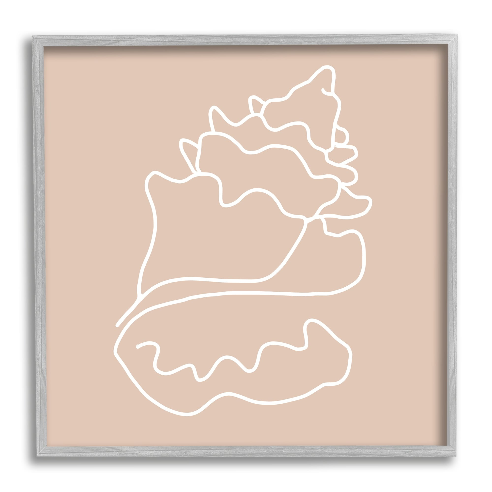 Stupell Industries Conch Shell Line Doodle Minimal Beige Beach Graphic Art Gray Framed Art Print Wall Art, Design by Daphne Polselli