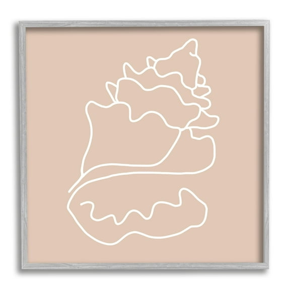 Stupell Industries Conch Shell Line Doodle Minimal Beige Beach Graphic Art Gray Framed Art Print Wall Art, Design by Daphne Polselli