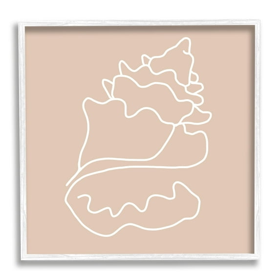 Stupell Industries Conch Shell Line Doodle Minimal Beige Beach Graphic Art White Framed Art Print Wall Art, Design by Daphne Polselli