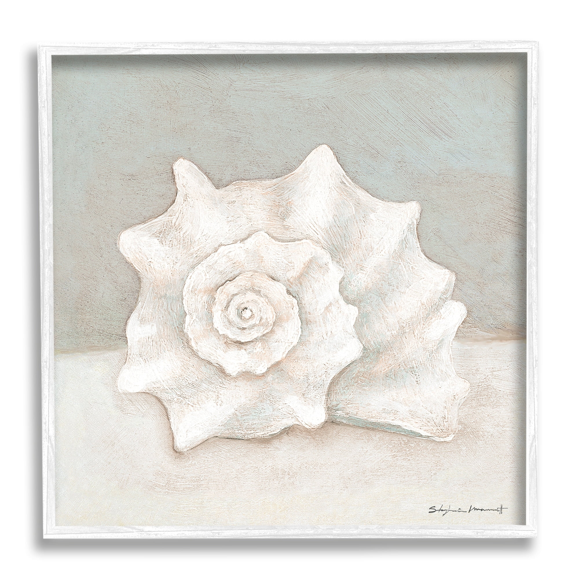 Stupell Industries Conch Shell Minimal Beige Grey Seashell Nautical Animal, 12 x 12, Design by Stephanie Workman Marrott