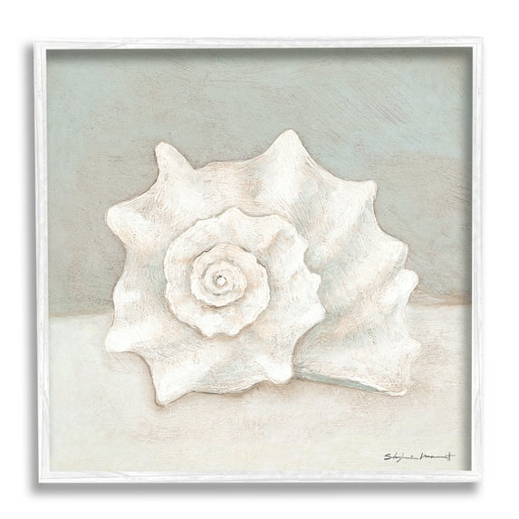 Stupell Industries Conch Shell Minimal Beige Grey Seashell Nautical Animal, 24 x 24, Design by Stephanie Workman Marrott