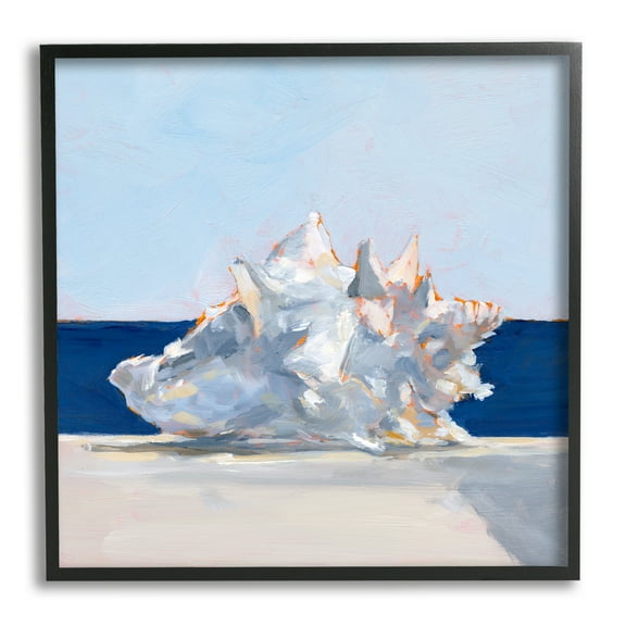 Stupell Industries Conch Shell Painting Animals & Insects Painting Black Framed Art Print Wall Art, 12 x 12