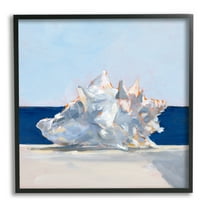 Stupell Industries Conch Shell Painting Animals & Insects Painting Black Framed Art Print Wall Art, 12 x 12