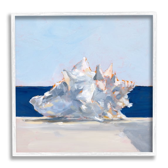 Stupell Industries Conch Shell Painting Animals & Insects Painting White Framed Art Print Wall Art, 24 x 24
