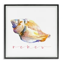 Stupell Industries Conch Shell Renew Nautical & Beach Painting Black Framed Art Print Wall Art, 12 x 12