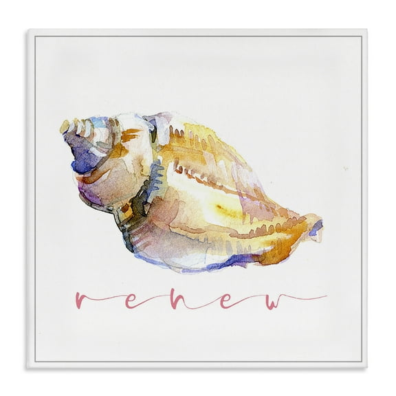 Stupell Industries Conch Shell Renew Nautical & Beach Painting Wrapped Canvas Art Print Wall Art, 17 x 17