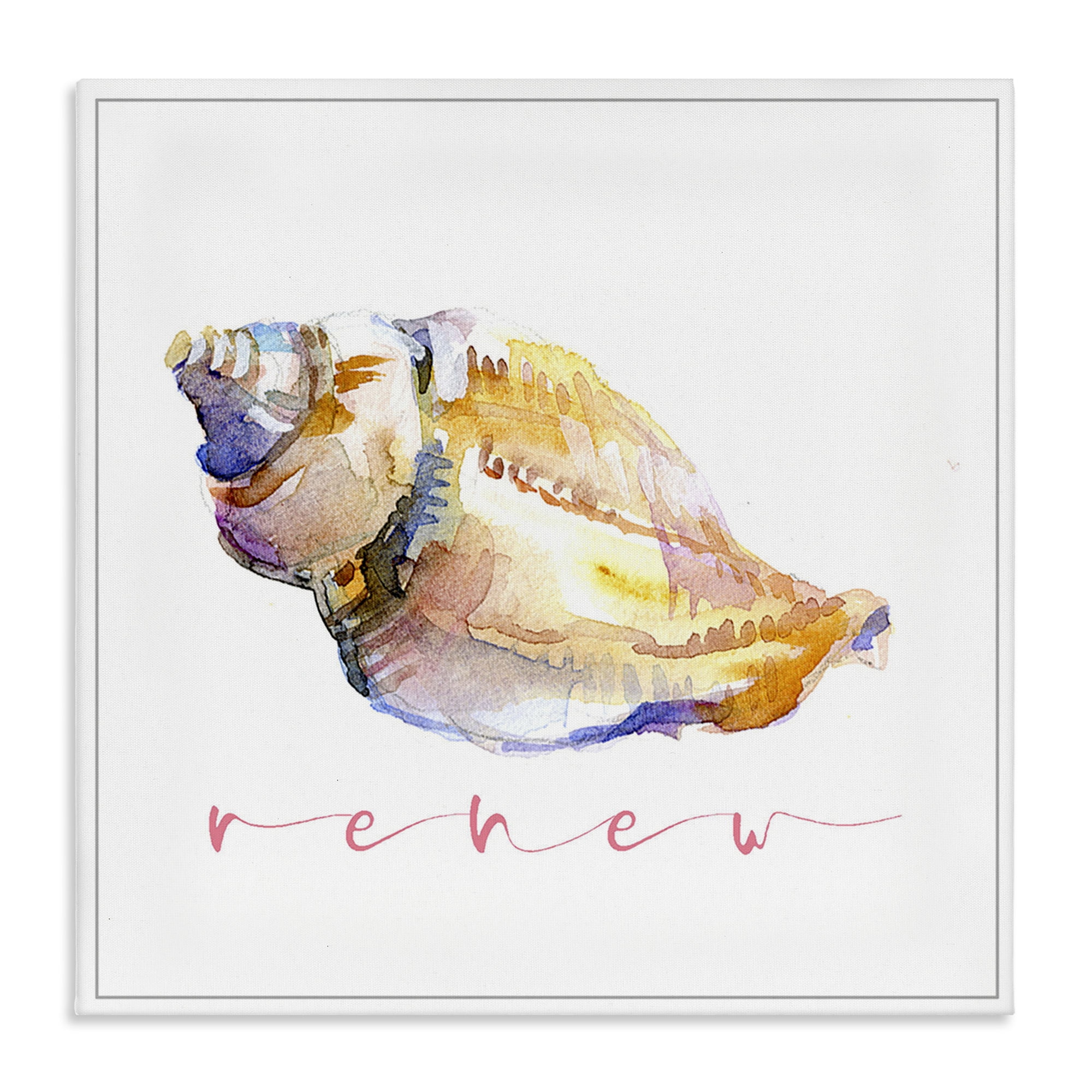 Stupell Industries Conch Shell Renew Nautical & Beach Painting Wrapped Canvas Art Print Wall Art, 24 x 24