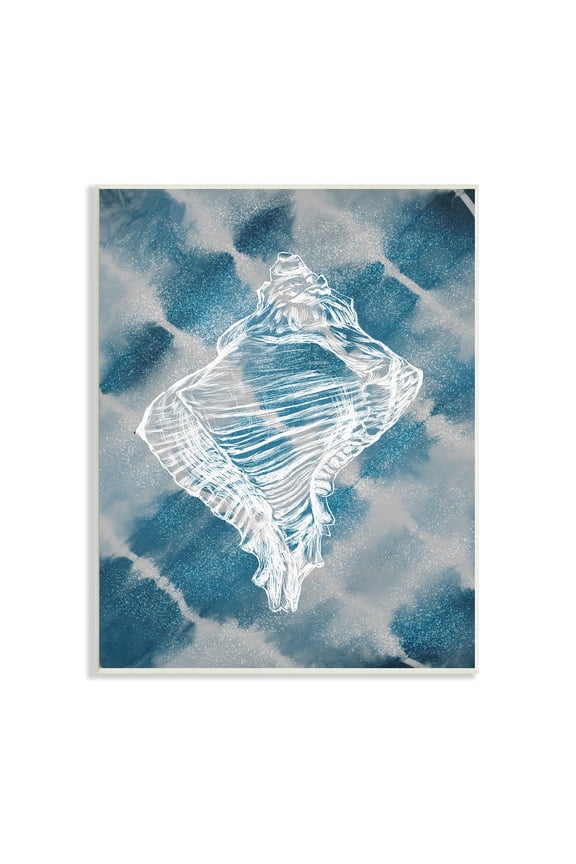 Industries Conch Shell Vintage Nautical Blue Tie Dye Pattern, 10 x 15,Design by Ziwei Li