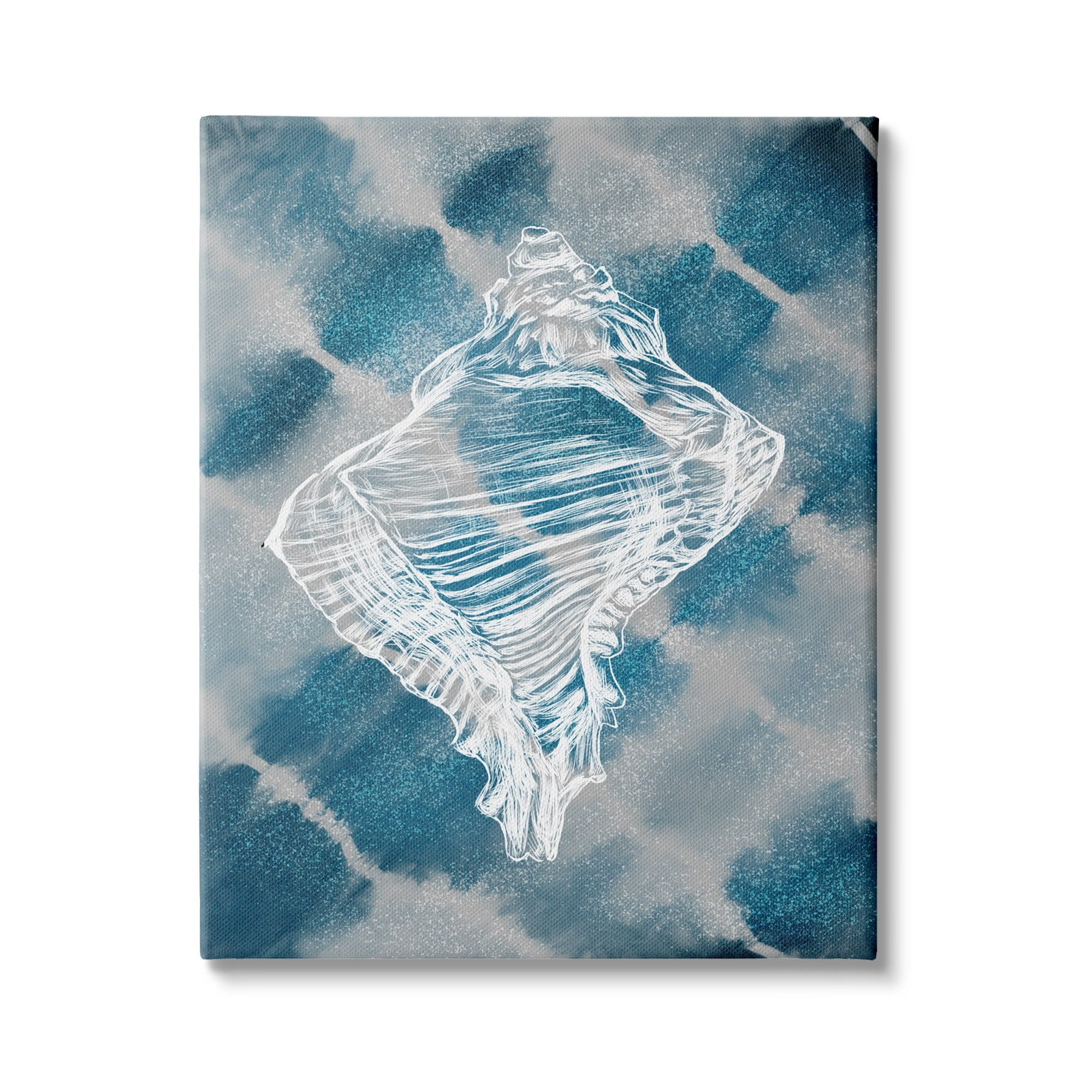 Stupell Industries Conch Shell Vintage Nautical Blue Tie Dye Pattern, 24 x 30,Design by Ziwei Li