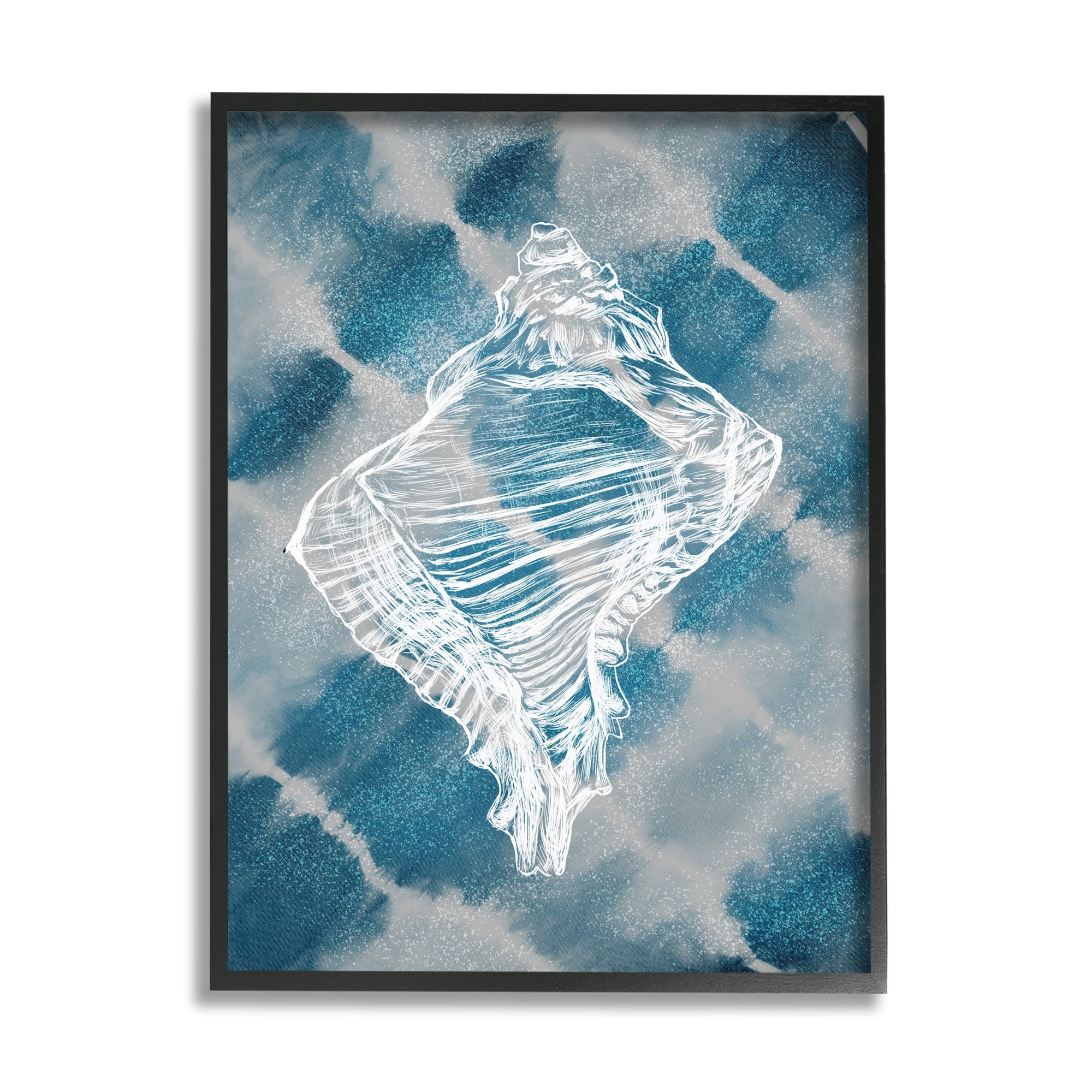 Stupell Industries Conch Shell Vintage Nautical Blue Tie Dye Pattern, 24 x 30,Design by Ziwei Li