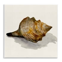 Stupell Industries Conch Shell on Beige Nautical & Beach Painting Unframed Art Print Wall Art, 12 x 12