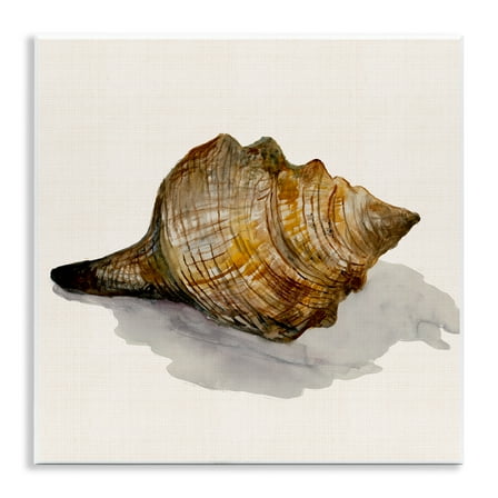 Stupell Industries Conch Shell on Beige Nautical & Beach Painting Unframed Art Print Wall Art, 12 x 12