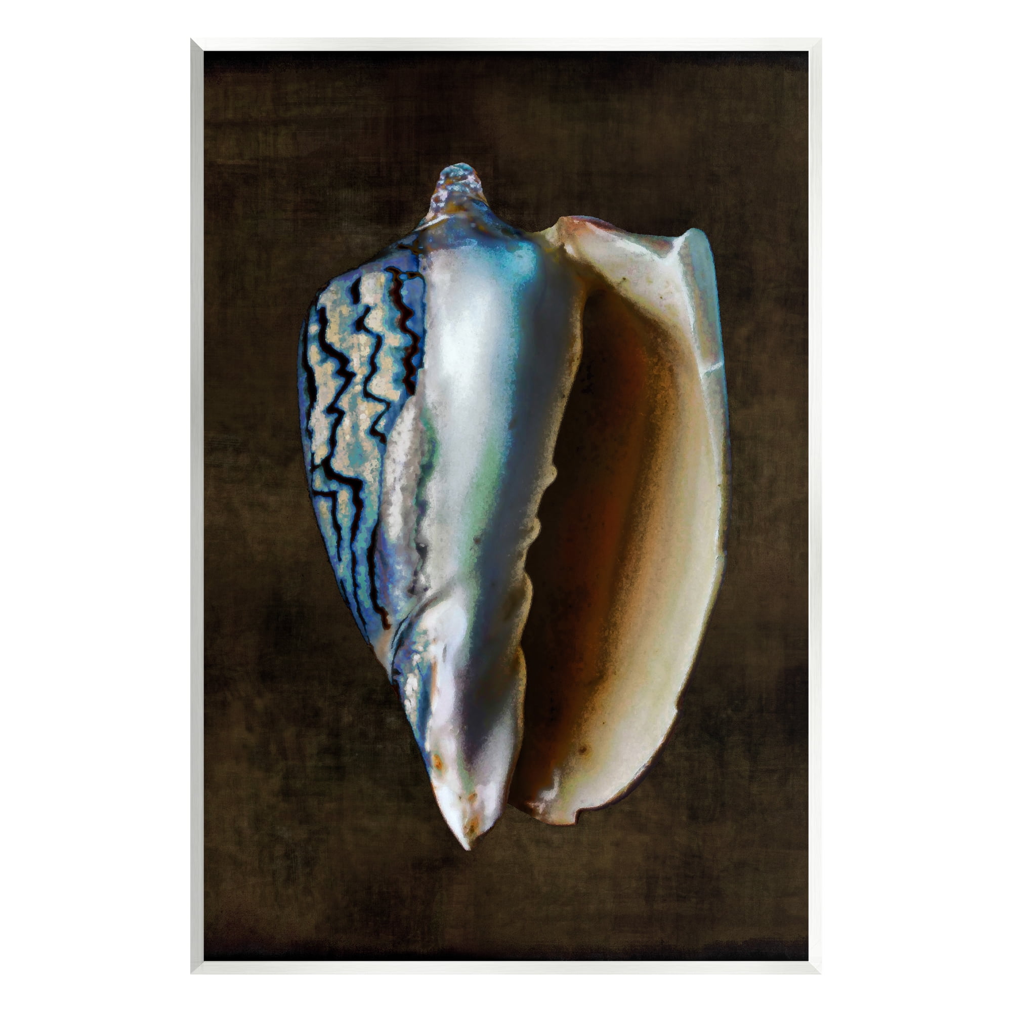Stupell Industries Conch Shell on Black Nature Painting Unframed Art Print Wall Art, 10 x 15