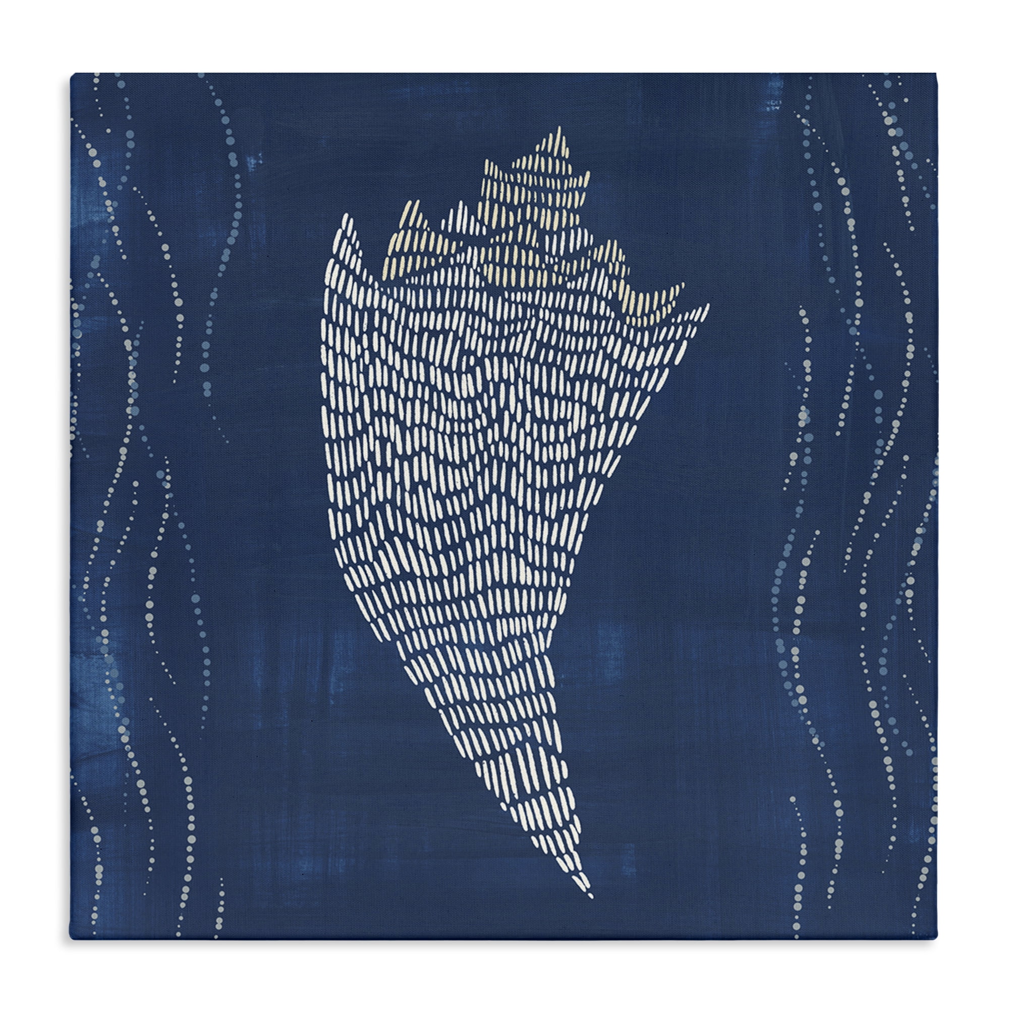 Stupell Industries Conch Shell on Blue Coastal Painting Gallery Wrapped Canvas Art Print Wall Art, 24 x 24