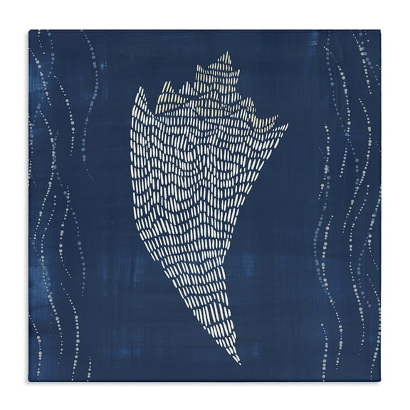 Stupell Industries Conch Shell on Blue Coastal Painting Gallery Wrapped Canvas Art Print Wall Art, 30 x 30