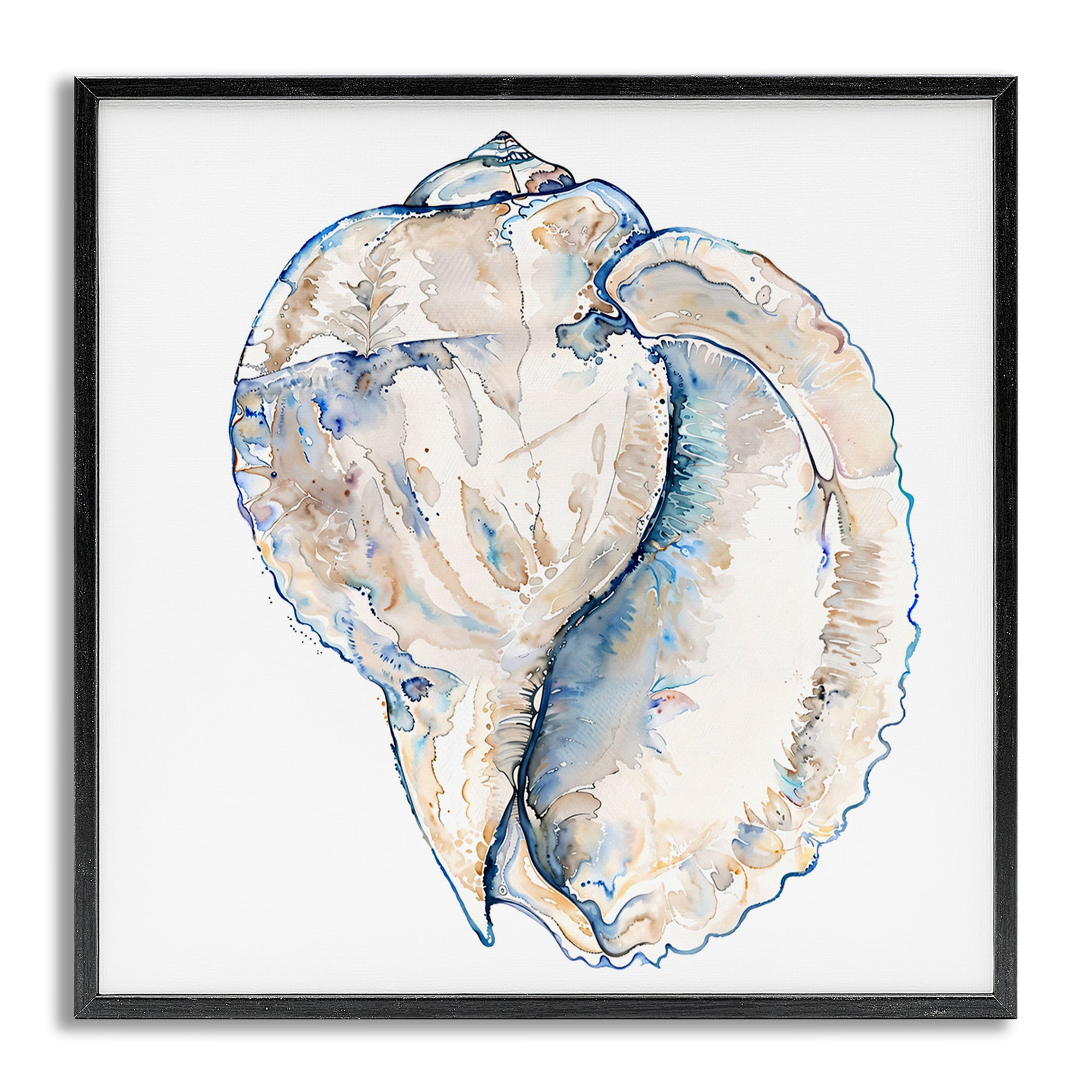 Stupell Industries Conch Shell on White Coastal Painting Gray Framed Art Print Wall Art, 17 x 17