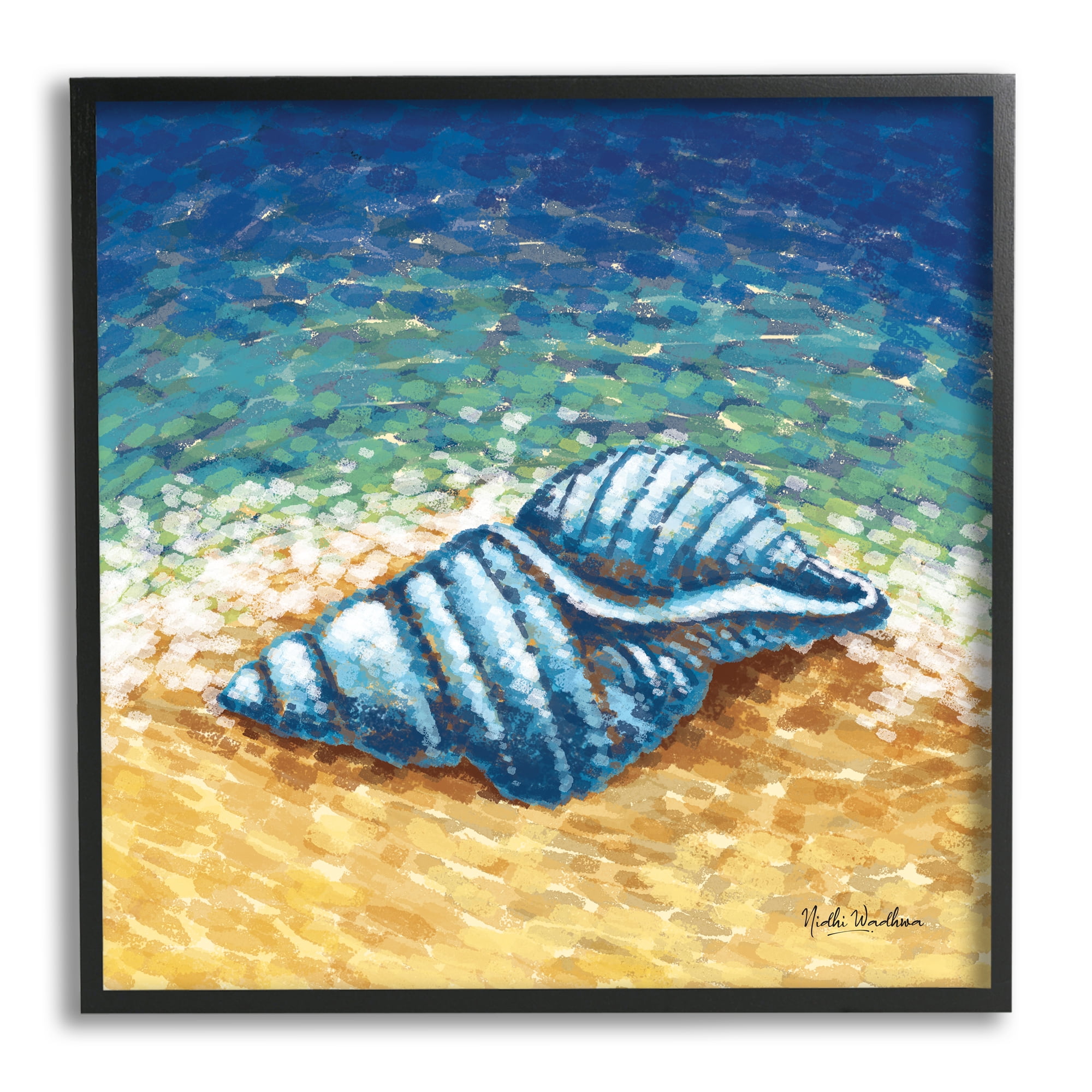 Stupell Industries Conch Shells by Shore Animals & Insects Painting Black Framed Art Print Wall Art, 12 x 12