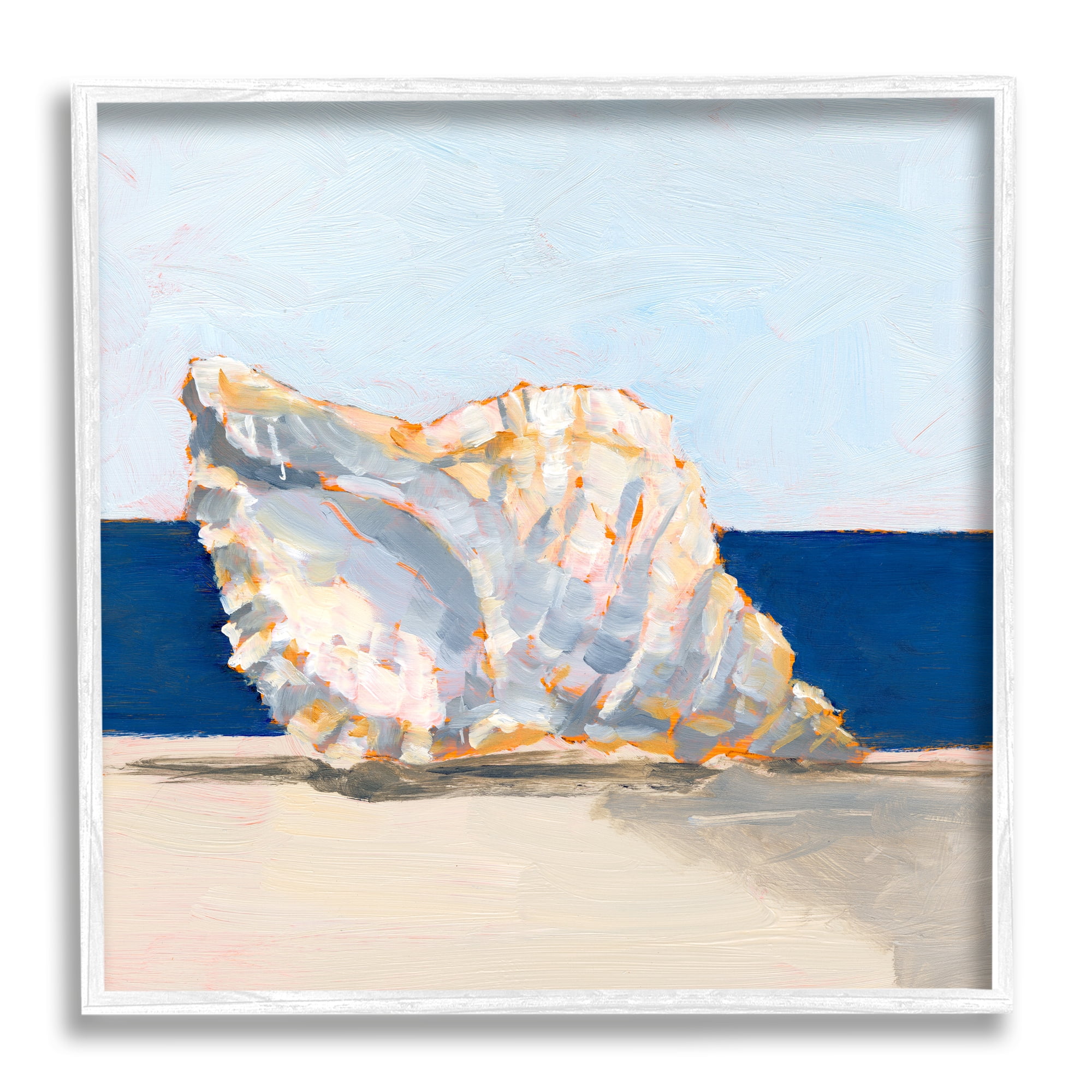 Stupell Industries Conch Still Life Painting Animals & Insects Painting White Framed Art Print Wall Art, 12 x 12