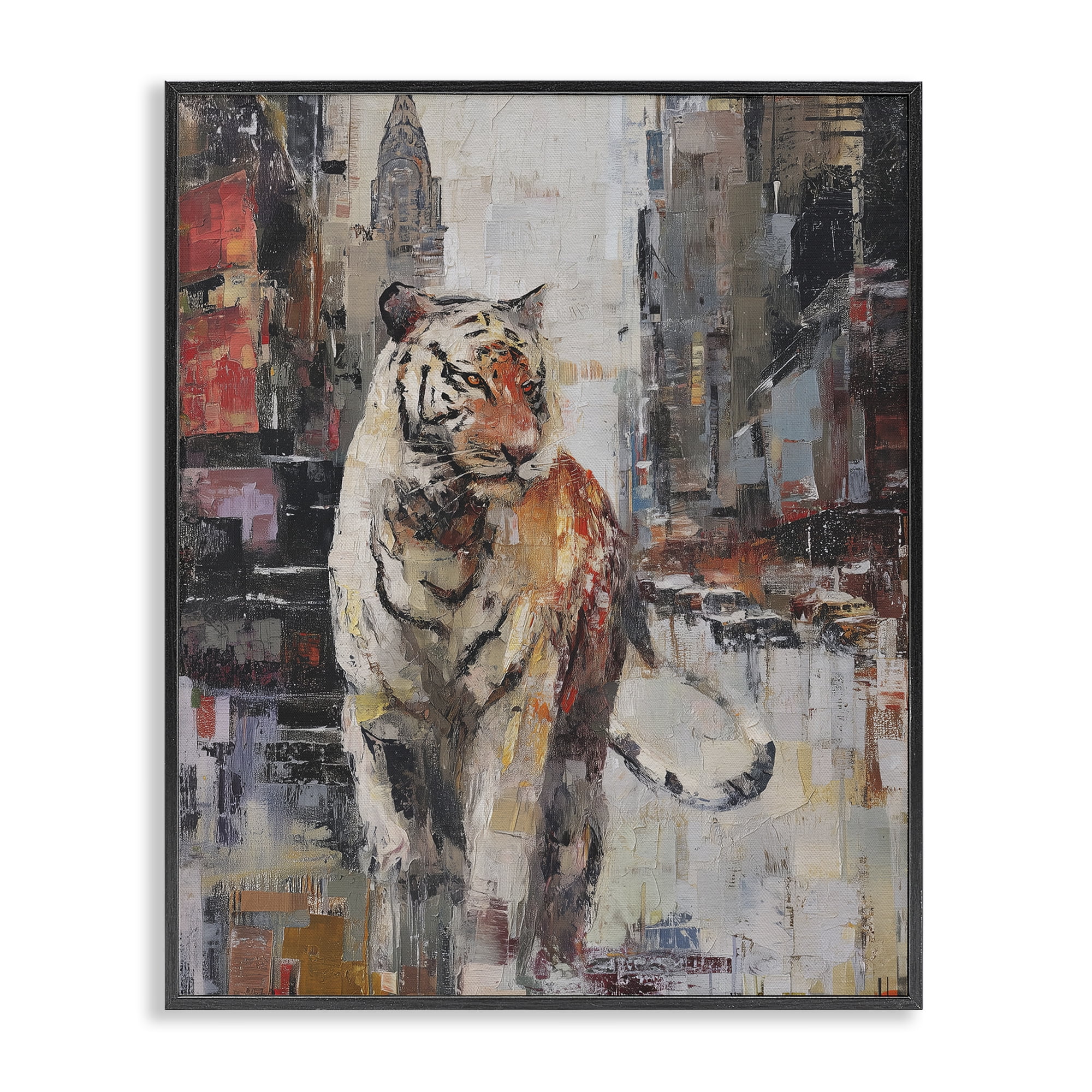 Stupell Industries Concrete Predator Roaming City Black Framed Giclee Art, design by Svetlana Aleynikova