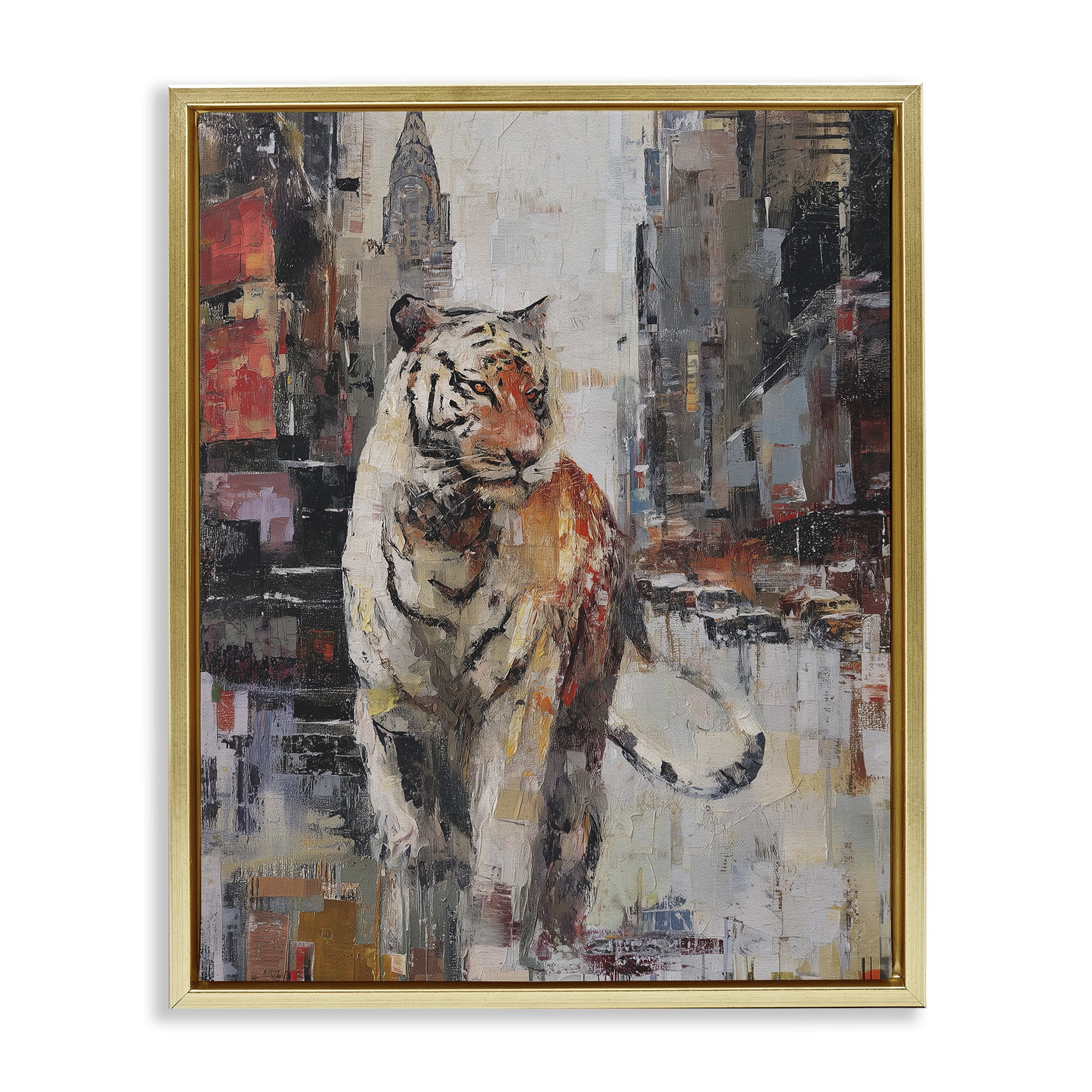 Stupell Industries Concrete Predator Roaming City Gold Framed Floater Canvas Wall Art, design by Svetlana Aleynikova
