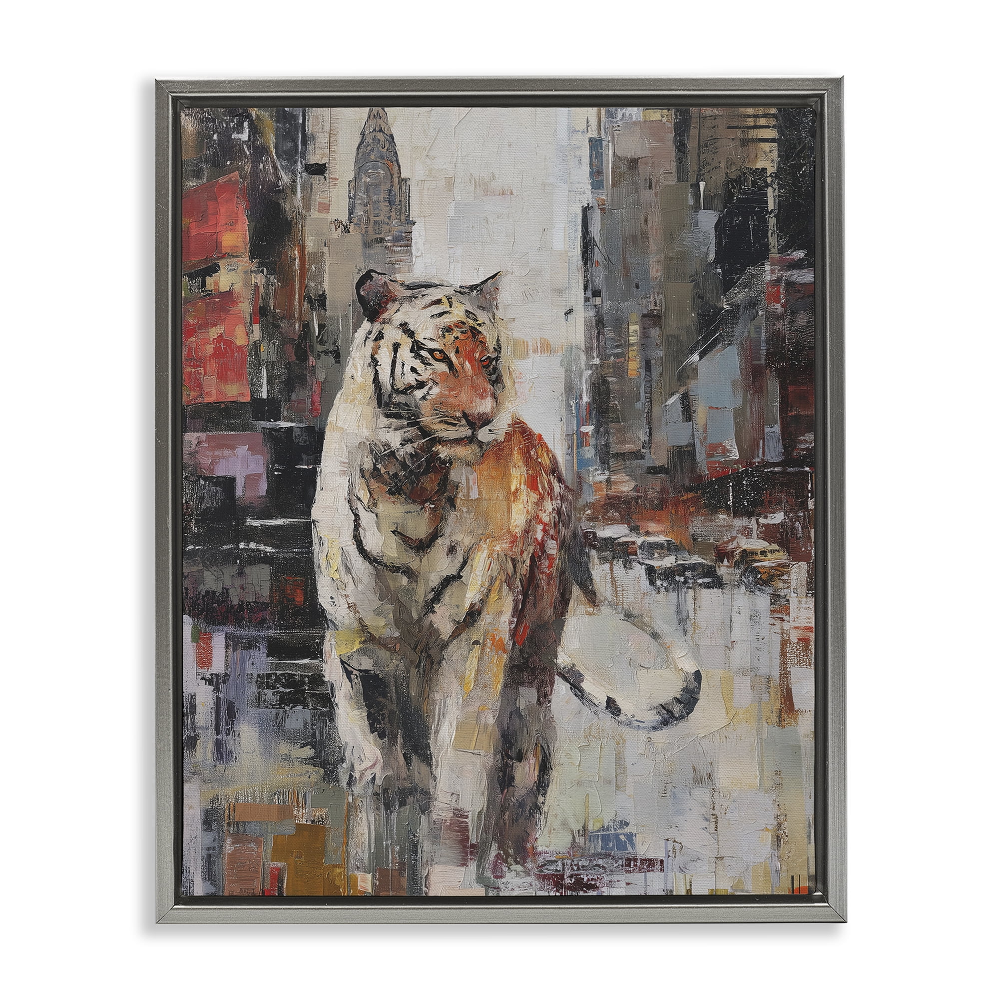 Stupell Industries Concrete Predator Roaming City Gray Framed Floater Canvas Wall Art, design by Svetlana Aleynikova