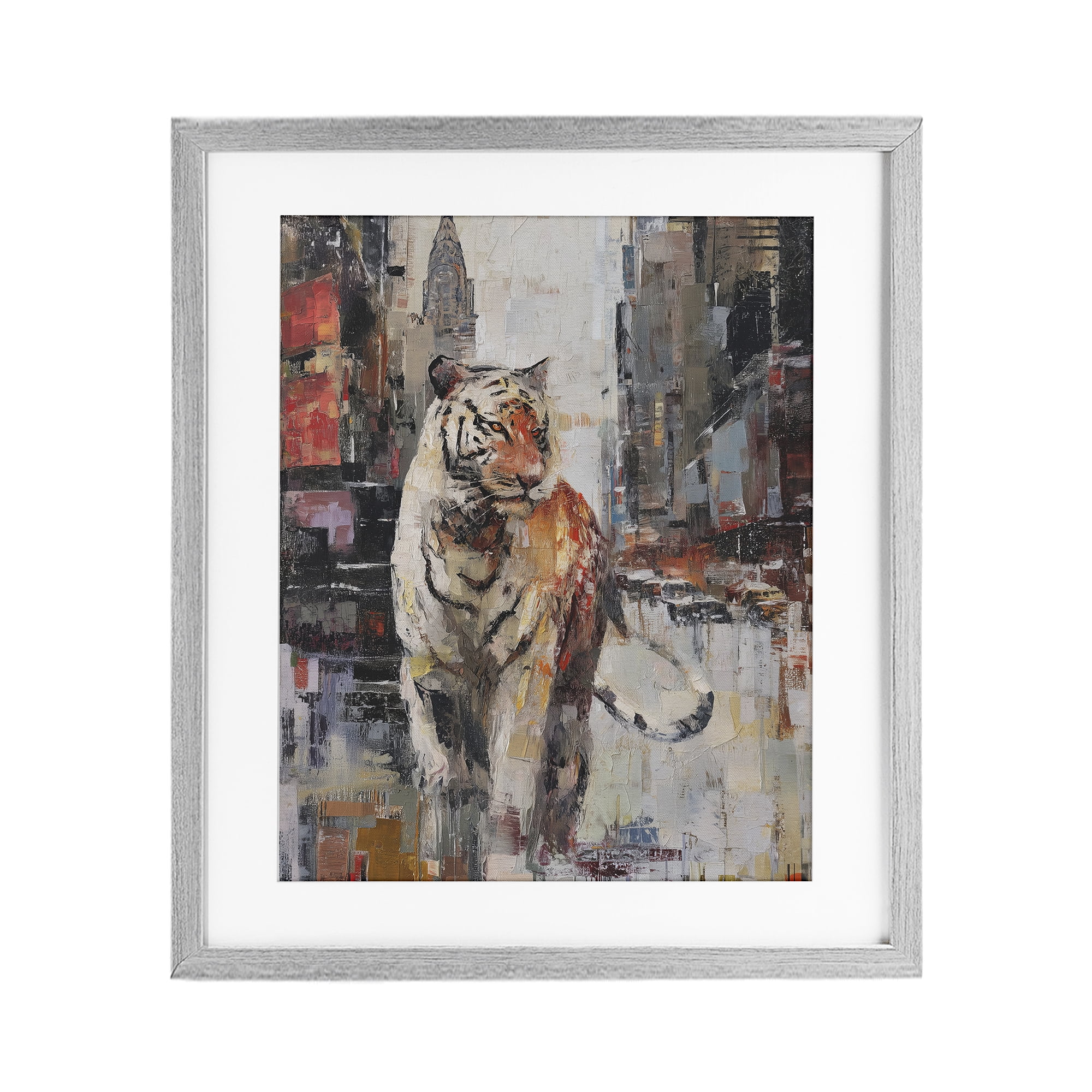 Stupell Industries Concrete Predator Roaming City Gray Framed Print Under Glass, design by Svetlana Aleynikova