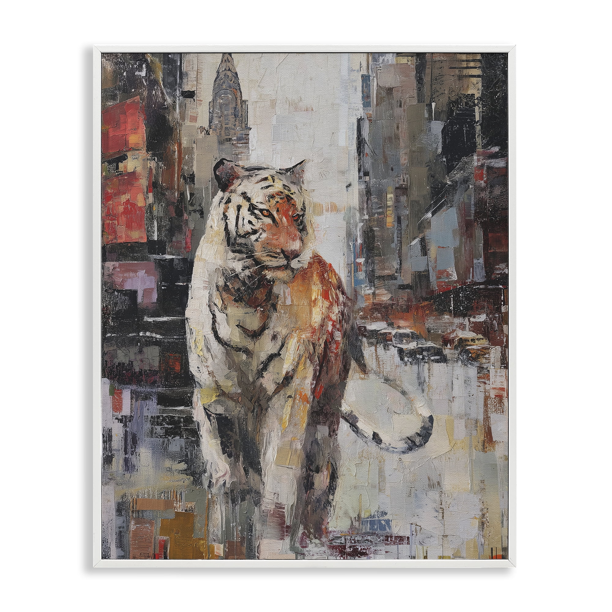 Stupell Industries Concrete Predator Roaming City White Framed Giclee Art, design by Svetlana Aleynikova