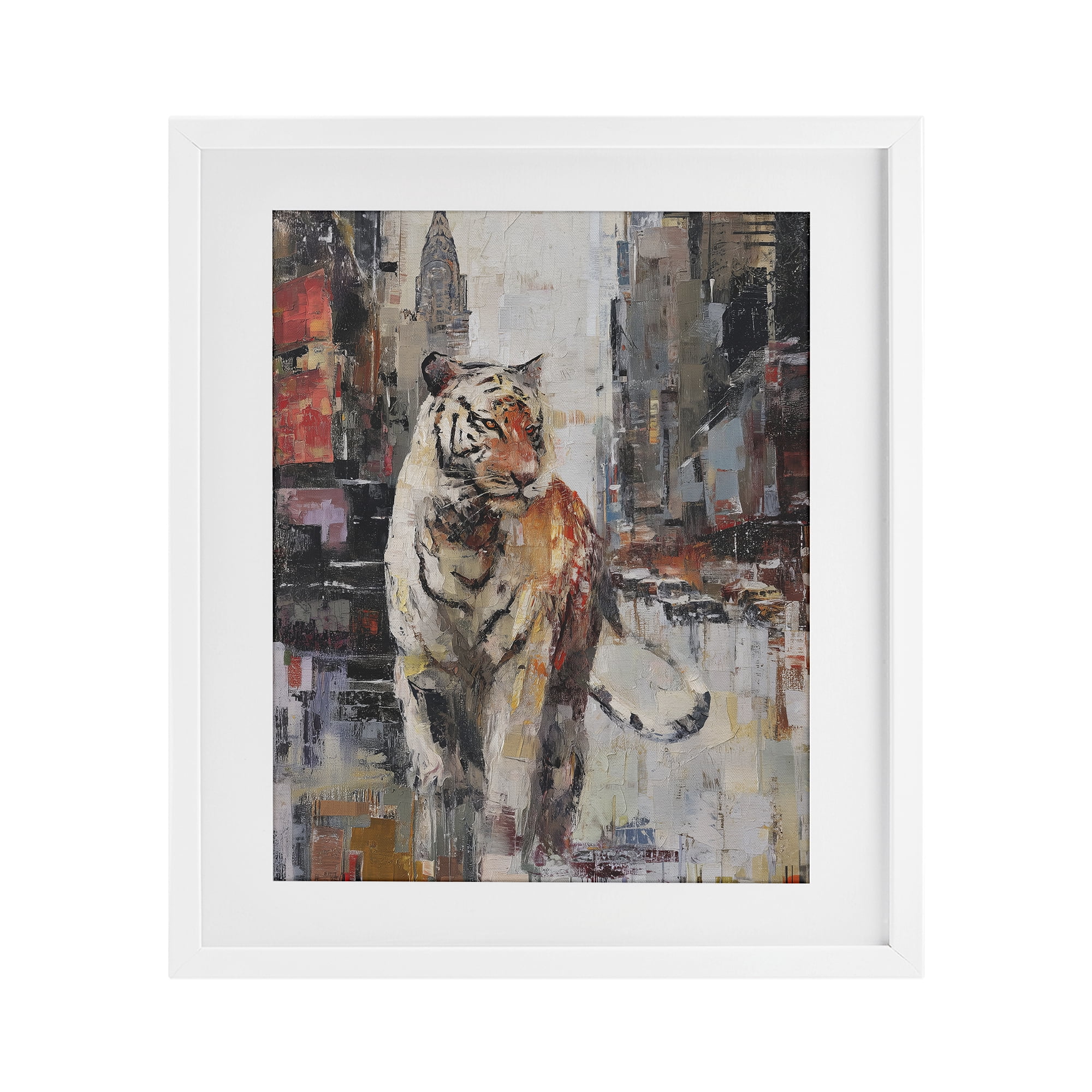 Stupell Industries Concrete Predator Roaming City White Framed Print Under Glass, design by Svetlana Aleynikova