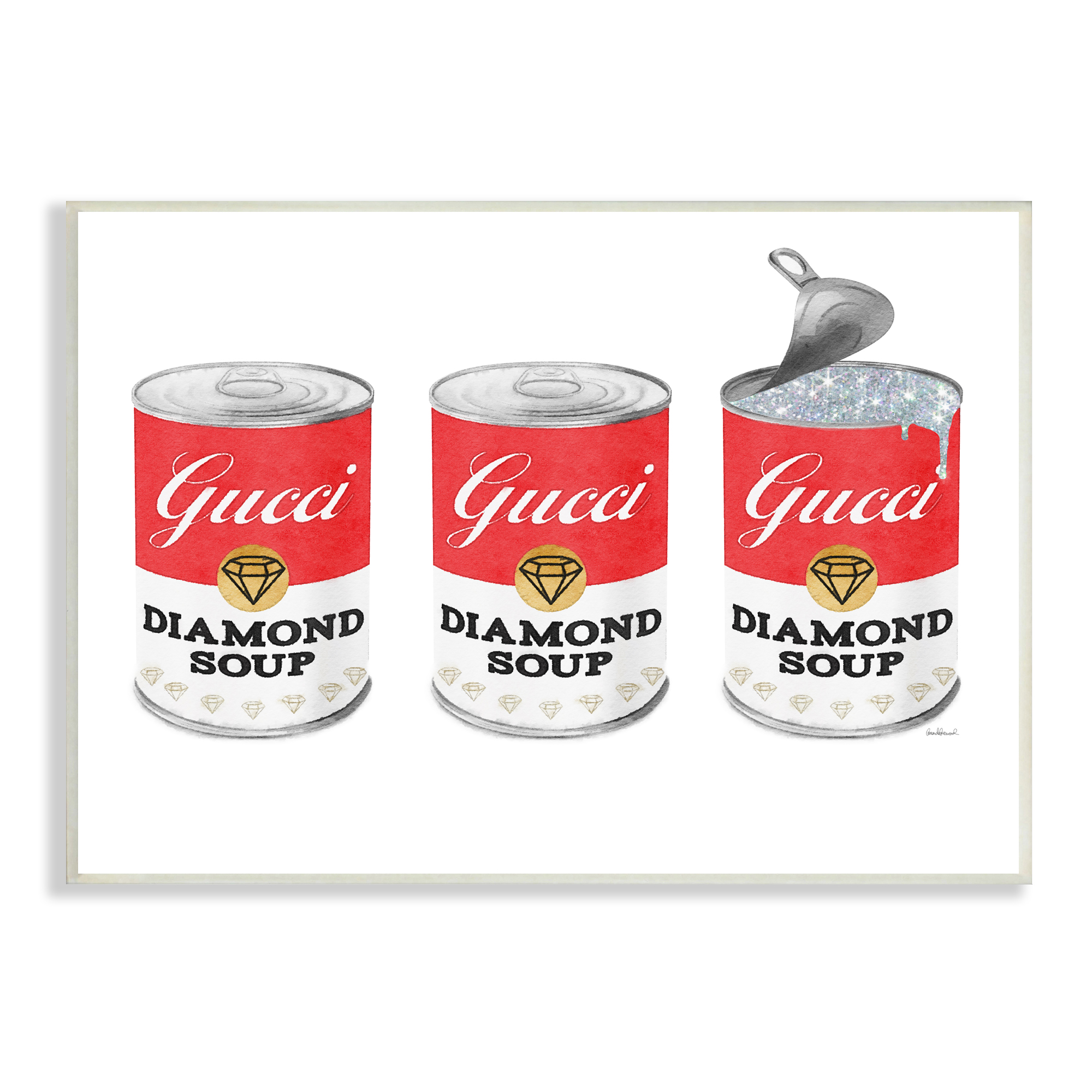 Stupell Industries Condensed Soup Trio Glam Fashion Traditional Red Pop, 15 x 10, Design by Amanda Greenwood