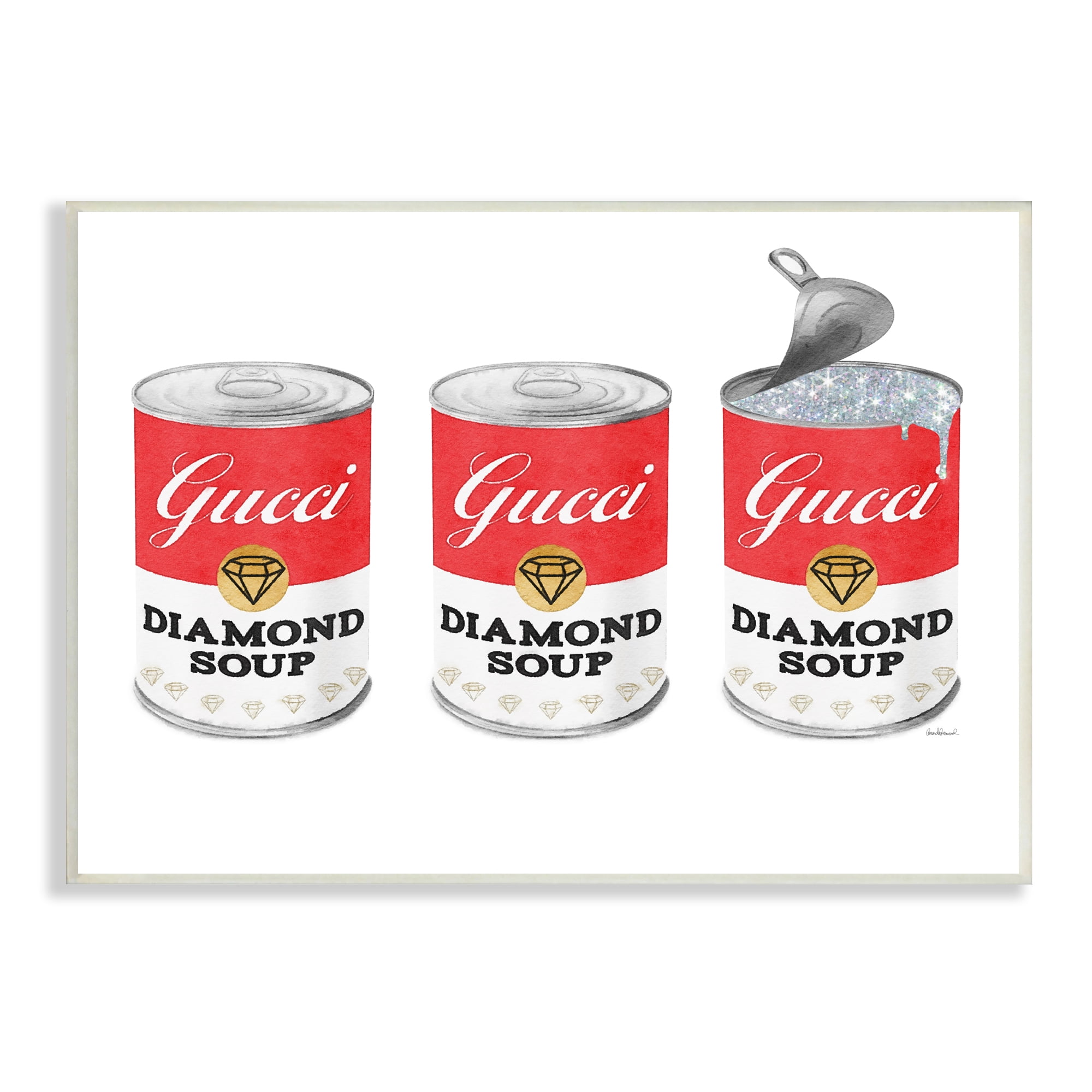 Stupell Industries Condensed Soup Trio Glam Fashion Traditional Red Pop, 19 x 13, Design by Amanda Greenwood
