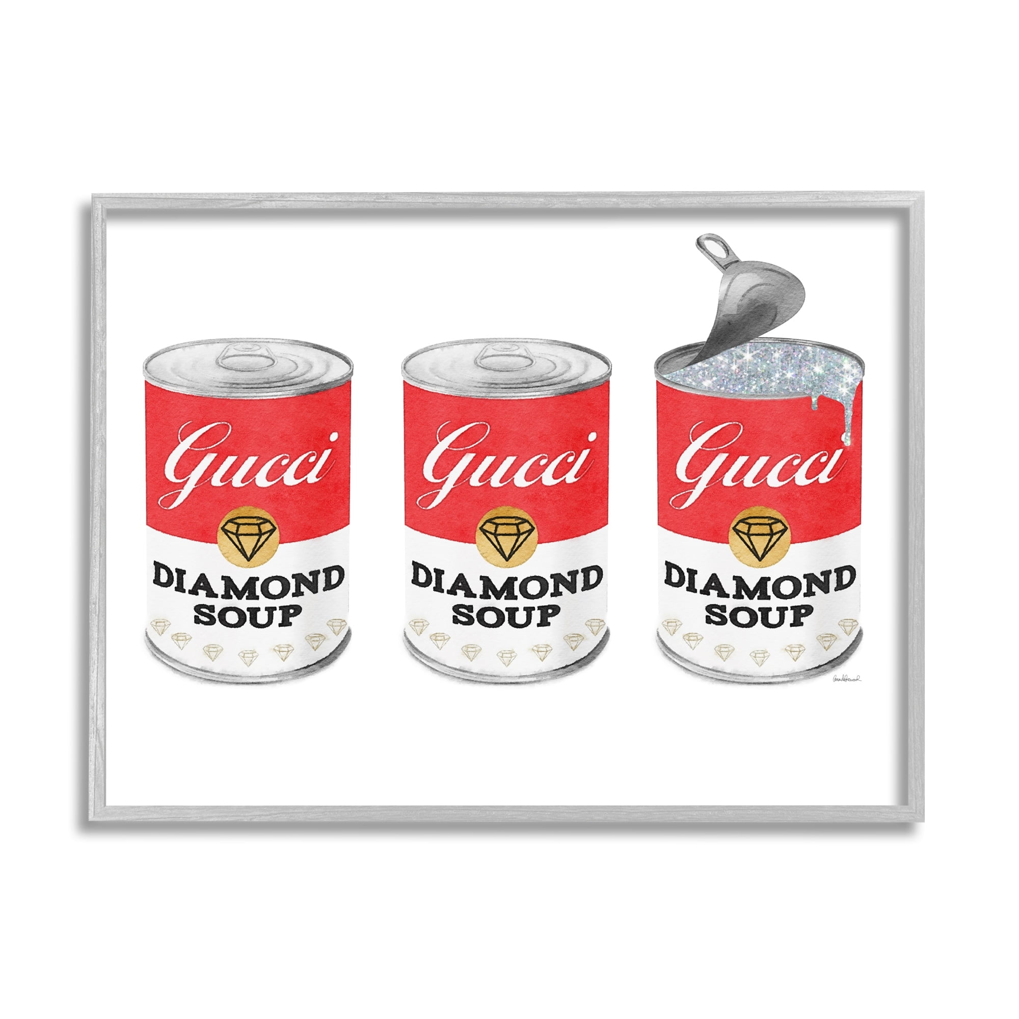 Stupell Industries Condensed Soup Trio Glam Fashion Traditional Red Pop, 20 x 16, Design by Amanda Greenwood
