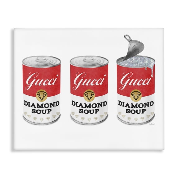 Stupell Industries Eclectic Condensed Soup Trio Glam Fashion Traditional Red Pop Canvas Art, 20 x 16, by Amanda Greenwood