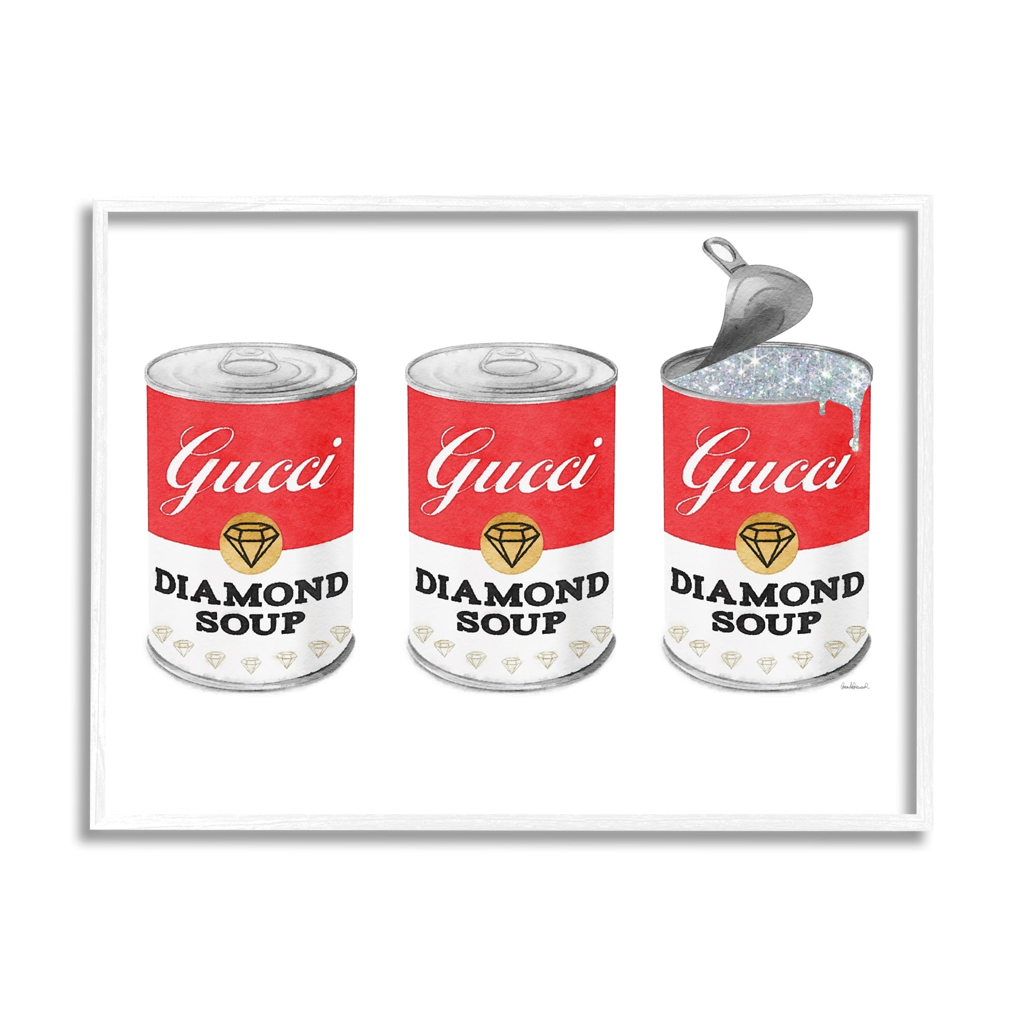 Stupell Industries Condensed Soup Trio Glam Fashion Traditional Red Pop, 30 x 24, Design by Amanda Greenwood