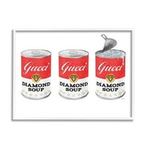 Stupell Industries Condensed Soup Trio Glam Fashion Traditional Red Pop, 30 x 24, Design by Amanda Greenwood