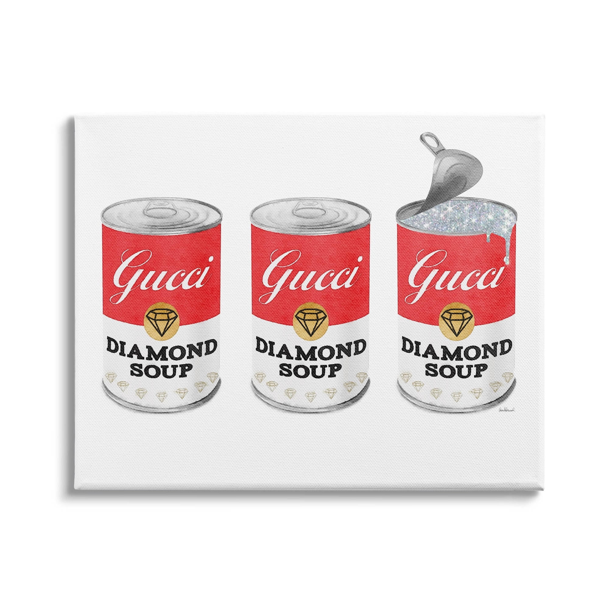 Stupell Industries Condensed Soup Trio Glam Fashion Traditional Red Pop, 40 x 30, Design by Amanda Greenwood