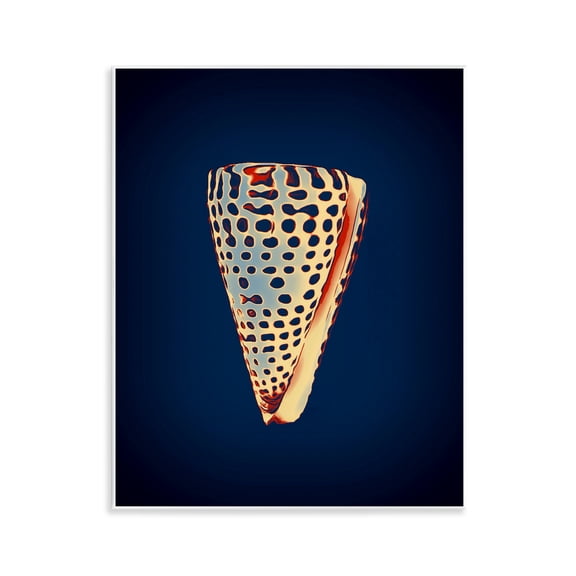 Stupell Industries Cone Shell on Blue Nautical & Beach Painting Unframed Art Print Wall Art, 11 x 14