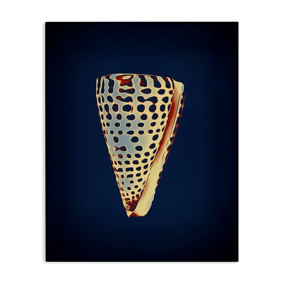 Stupell Industries Cone Shell on Blue Nautical & Beach Painting Wrapped Canvas Art Print Wall Art, 16 x 20