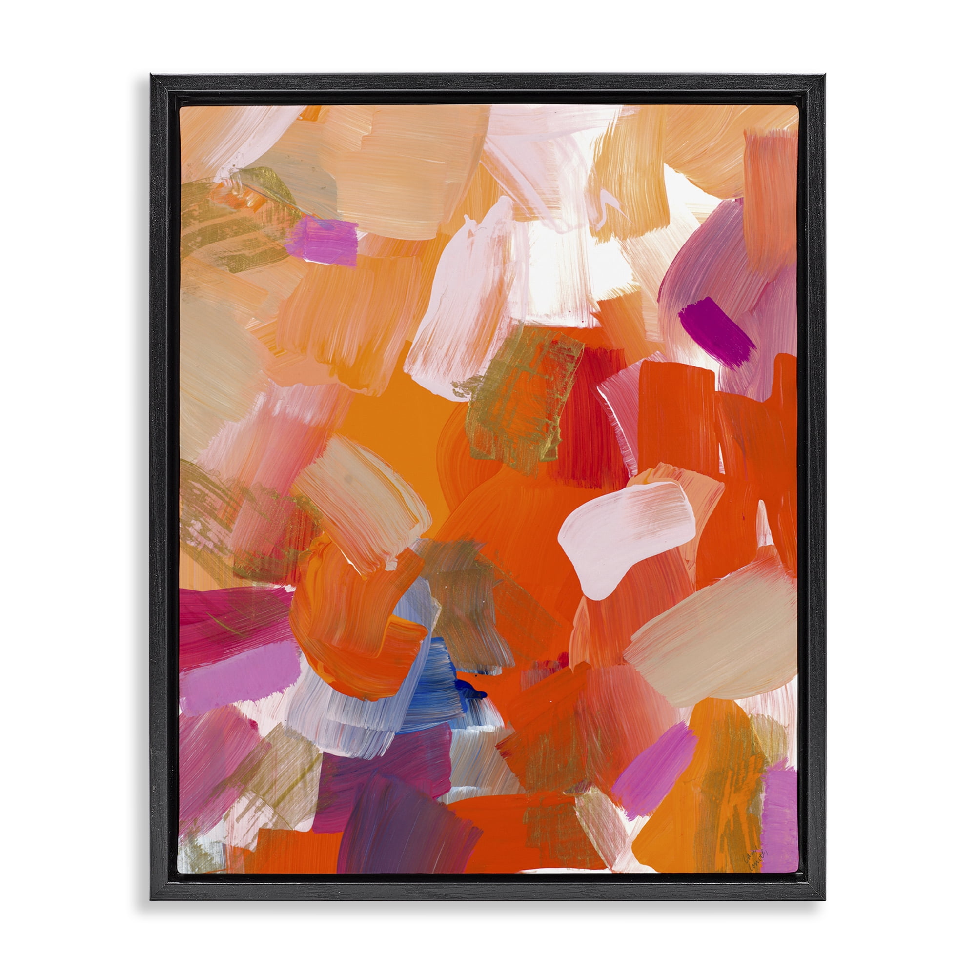 Stupell Industries Confetti Petals Abstraction Black Framed Floater Canvas Wall Art, design by Lanie Loreth