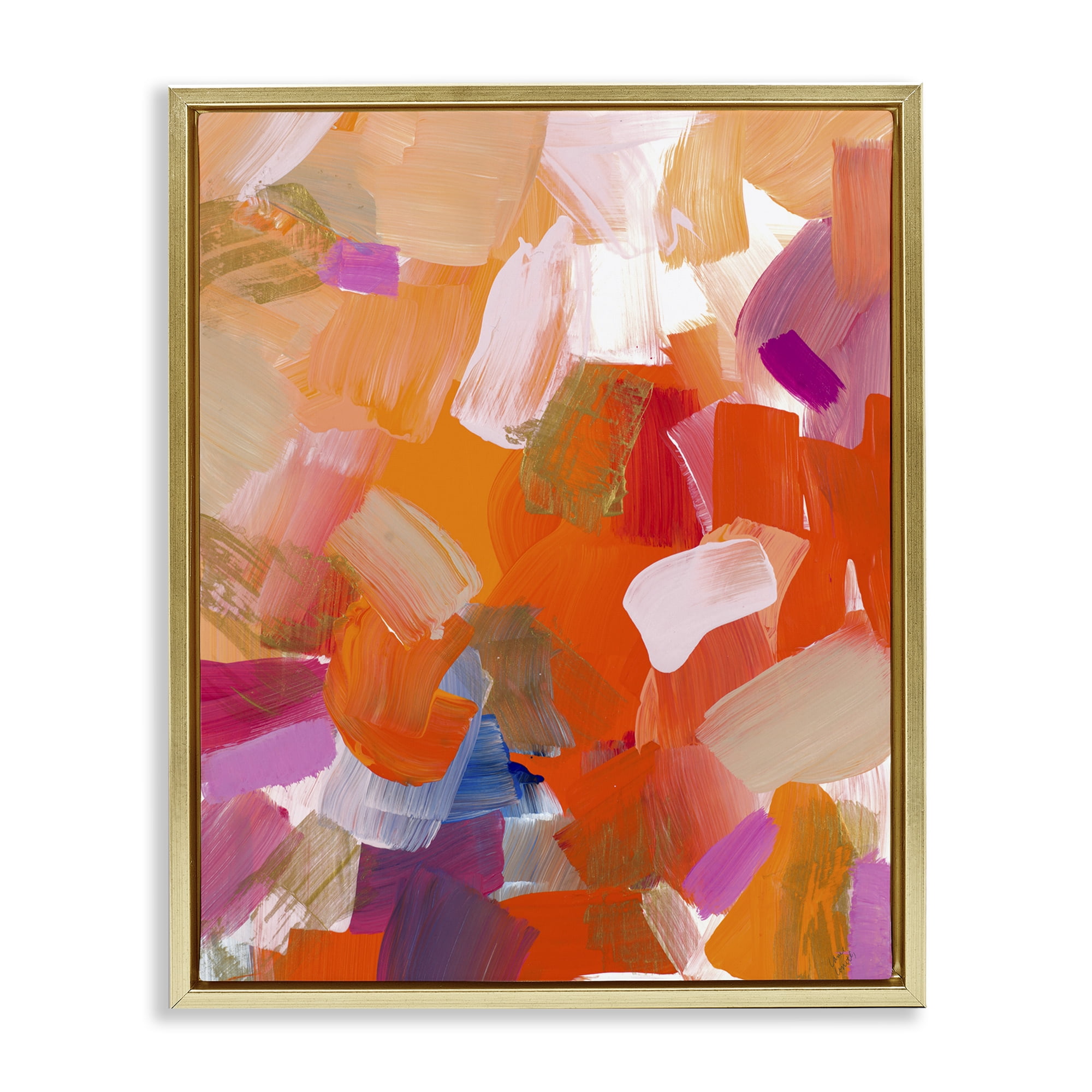 Stupell Industries Confetti Petals Abstraction Gold Framed Floater Canvas Wall Art, design by Lanie Loreth