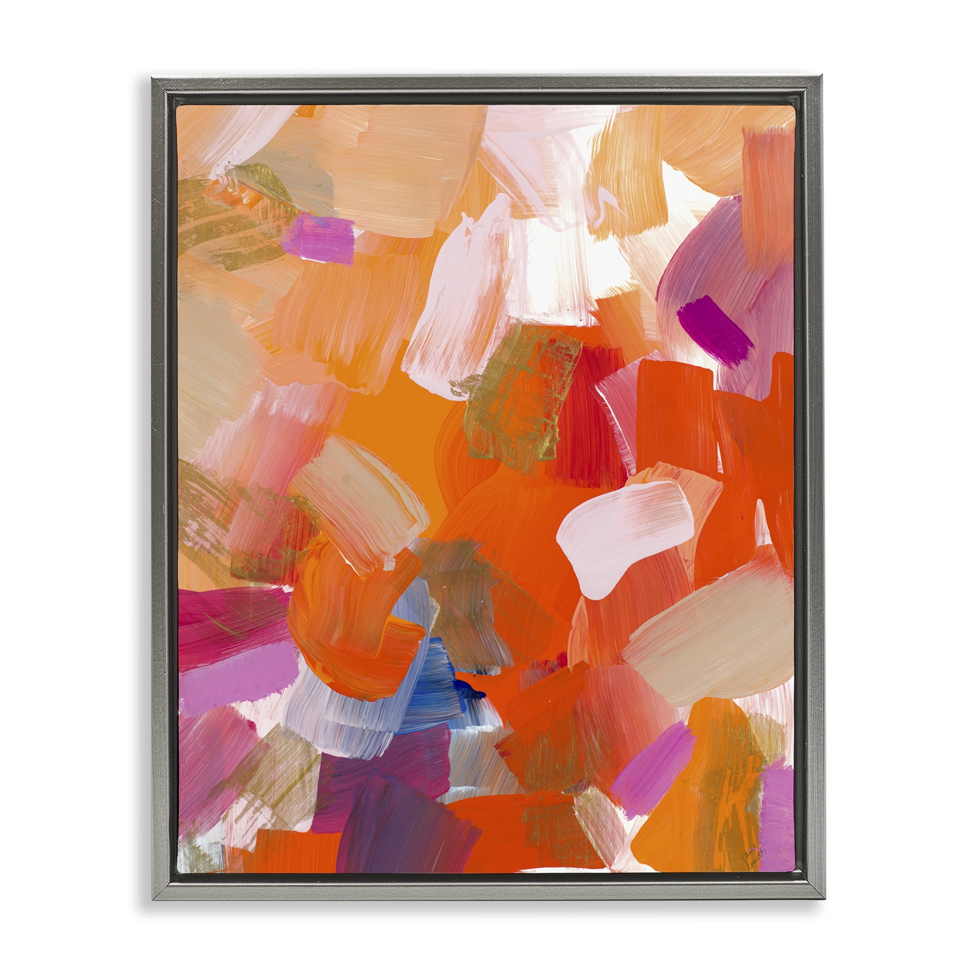 Stupell Industries Confetti Petals Abstraction Gray Framed Floater Canvas Wall Art, design by Lanie Loreth