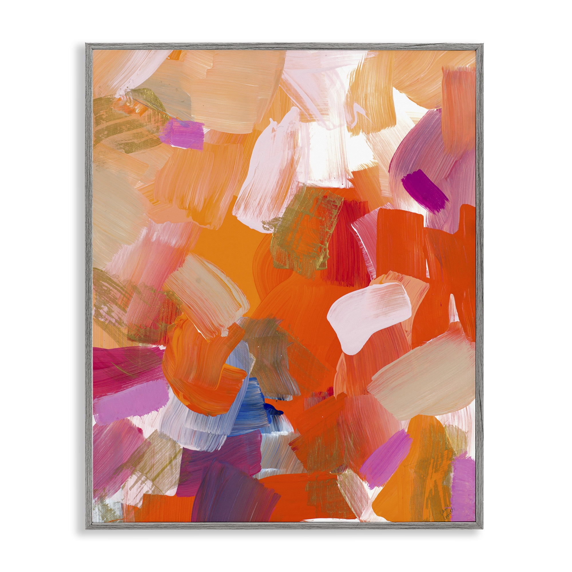 Stupell Industries Confetti Petals Abstraction Gray Framed Giclee Art, design by Lanie Loreth