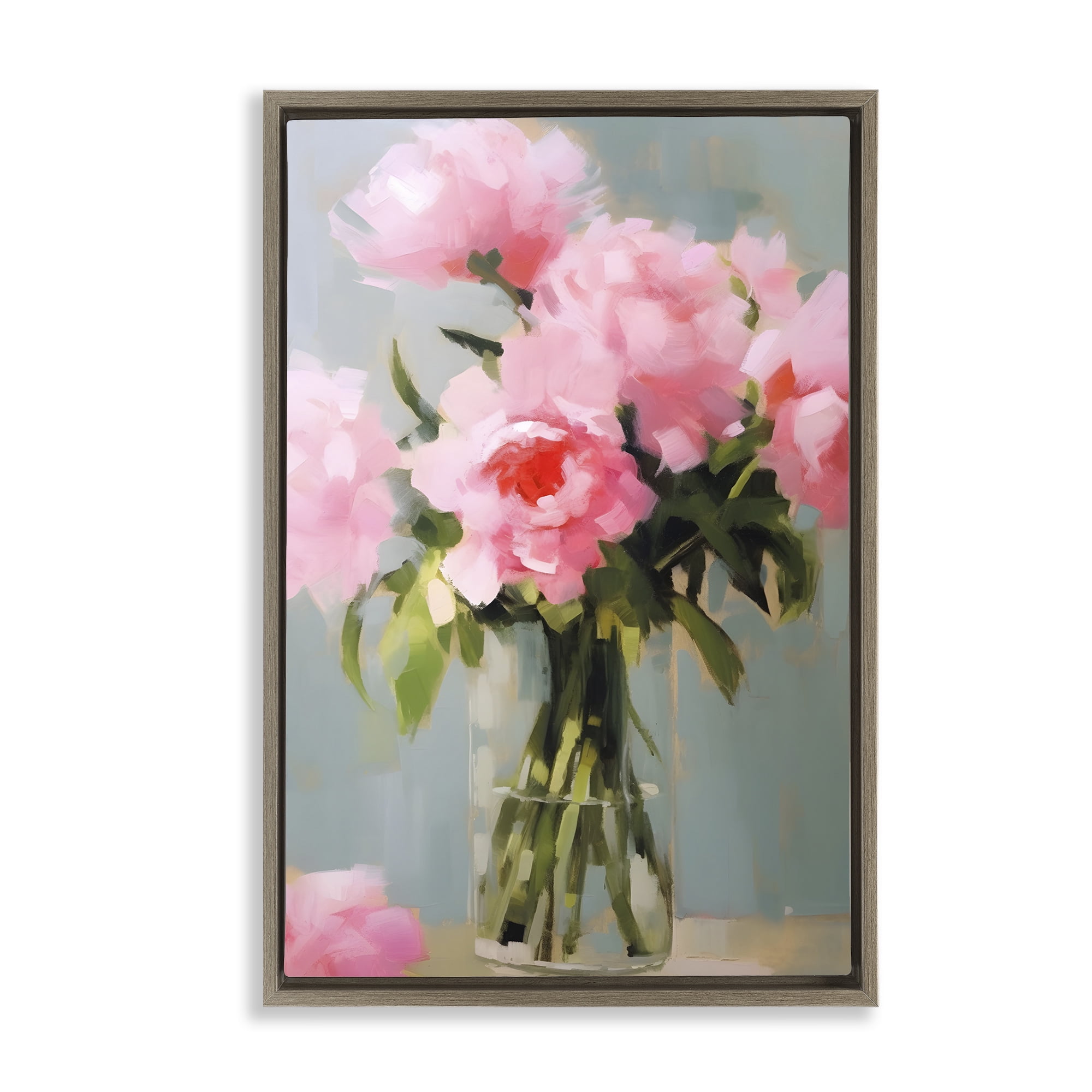 Stupell Industries Confetti Roses Bouquet Botanical & Floral Painting Brown Floater Framed Art Print Wall Art, 21 x 31